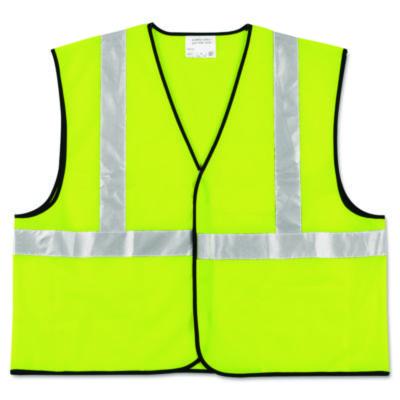 MCR Safety Class 2 Safety Vest, Polyester, X-Large, Fluorescent Lime with Silver Stripe (VCL2SLXL)