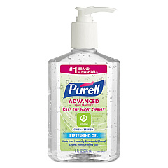 PURELL GREEN CERTIFIED ADVANCED GEL HAND SANITIZER, FRAGRANCE-FREE, 8 OZ PUMP BOTTLE, 12/CARTON (969112CT)