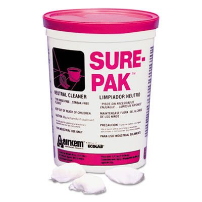 AbilityOne 7930014181104, SKILCRAFT, Ecolab Sure Pak Floor Cleaner, Fresh Scent, 100 Packs/Tub