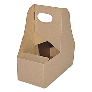 SCT 4-Corner Pop-Up Food and Drink Tray, 2-Cup Drink Carrier, Up to 24 oz Beverages, 7.63 x 3.75 x 8.88, Brown, Paper, 250/Carton (2795)