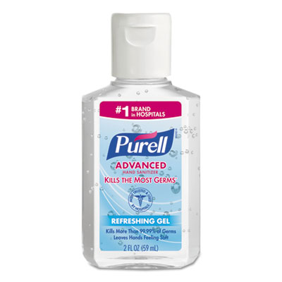 PURELL Advanced Hand Sanitizer Refreshing Gel, 2 oz, Flip-Cap Bottle, Clean Scent, 24/Carton (960524)