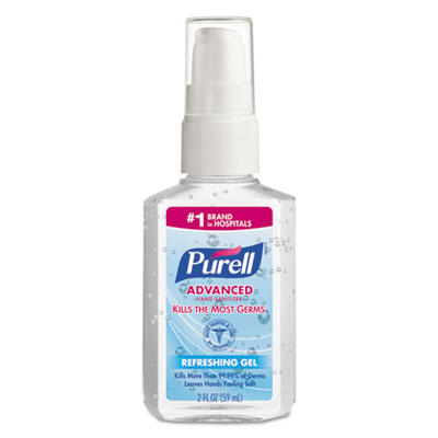 PURELL Advanced Hand Sanitizer Refreshing Gel, 2 oz Pump Bottle, Refreshing Scent, 24/Carton (960624)