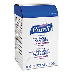 PURELL Advanced Hand Sanitizer Gel, Bag-in-Box, 800 mL Refill, Unscented, 12/Carton (965712)