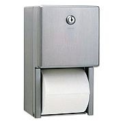 Bobrick Stainless Steel Two-Roll Tissue Dispenser, 6.06 x 5.94 x 11, Stainless Steel (2888)