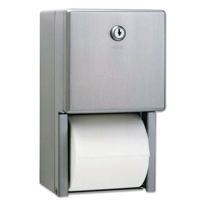 Bobrick Stainless Steel Two-Roll Tissue Dispenser, 6.06 x 5.94 x 11, Stainless Steel (2888)