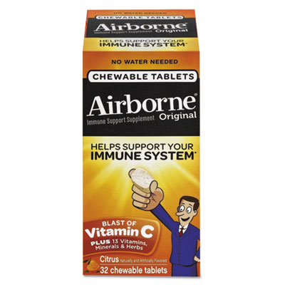 Airborne Immune Support Chewable Tablet, Citrus, 32 Count (20334)
