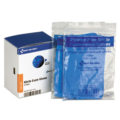 First Aid Only SmartCompliance Lightweight Nitrile Gloves, One Size Fits Most, Clear, 2/Box (FAE6018)