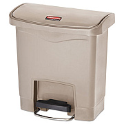 Rubbermaid Commercial Streamline Resin Step-On Container, End Step Style, 4 gal, Resin, Beige (1883455)