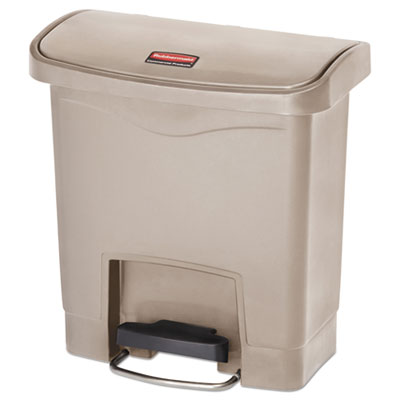 Rubbermaid Commercial Streamline Resin Step-On Container, End Step Style, 4 gal, Resin, Beige (1883455)