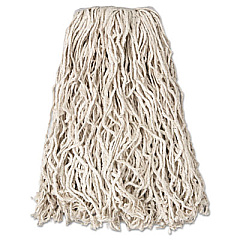 Rubbermaid Commercial Non-Launderable Economy Cut-End Cotton Wet Mop Head, 20 oz, 1" Band, White, 12/Carton (V117)