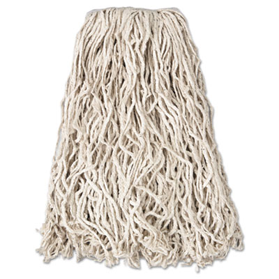 Rubbermaid Commercial Non-Launderable Economy Cut-End Cotton Wet Mop Head, 20 oz, 1" Band, White, 12/Carton (V117)