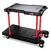 Rubbermaid Commercial Convertible Utility Cart, Plastic, 2 Shelves, 400 lb Capacity, 23.88" x 45.13" x 34.38", Black (430000BK)