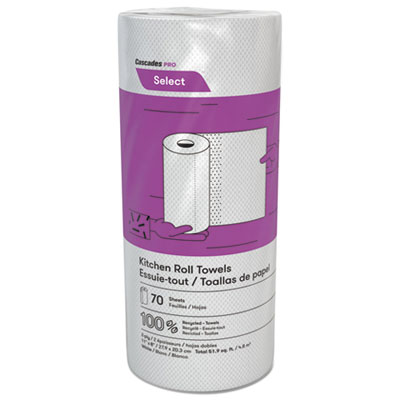 Cascades PRO Select Perforated Kitchen Roll Towels, 2-Ply, 8 x 11, White, 70/Roll, 30 Rolls/Carton (K070)