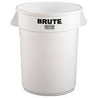Rubbermaid Commercial Vented Round Brute Container, 32 gal, Plastic, White (2632WHI)