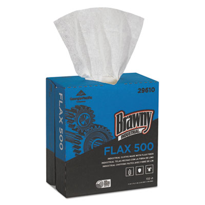 Brawny Industrial Flax 500 Light Duty Cloths, 9 X 16 1/2, White, 132/box, 10 Box/carton (29610)