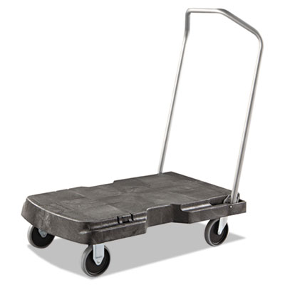Rubbermaid Commercial Triple Trolley Platform Truck with Angled-Loop Handle, 500 lb Capacity, 20.5 x 32.5 x 35, Black (4401BLA)