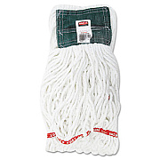 Rubbermaid Commercial Web Foot Shrinkless Looped-End Wet Mop Head with 5" Headband, Cotton/Synthetic, Medium, White, 6/Carton (A25206WHICT)