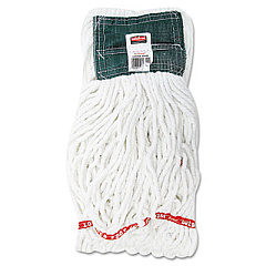 Rubbermaid Commercial Web Foot Shrinkless Looped-End Wet Mop Head with 5" Headband, Cotton/Synthetic, Medium, White, 6/Carton (A25206WHICT)