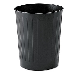 Safco Round Wastebaskets, 23.5 qt, Steel, Black (9604BL)