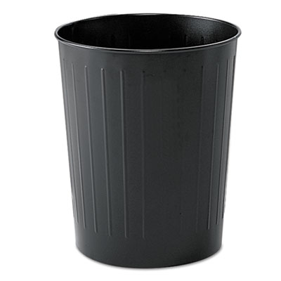 Safco Round Wastebaskets, 23.5 qt, Steel, Black (9604BL)