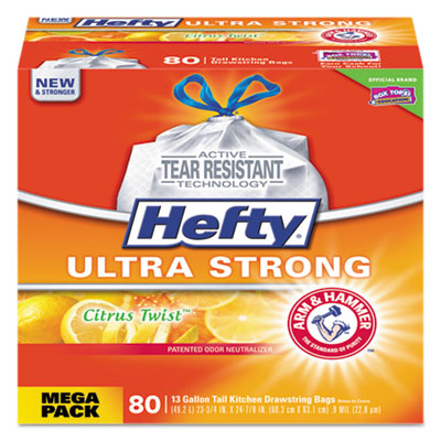 Hefty ULTRA STRONG SCENTED TALL WHITE KITCHEN BAGS, 13 GAL, 0.9 MIL, 23.75" X 24.88", WHITE, 240/CARTON (E84546CT)
