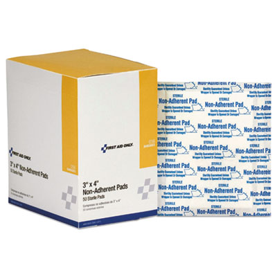 First Aid Only Refill for SmartCompliance General Business Cabinet, Non-Adherent Pads, 3 x 4, 50/Box (I256)