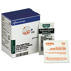 First Aid Only Refill for SmartCompliance General Business Cabinet, 20 Sting Relief Wipes, 10 Hydrocortisone Packs (FAE7115)