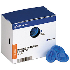 First Aid Only Refill for SmartCompliance General Business Cabinet, Finger Cots, Blue, Nitrile, 50/Box (FAE6150)