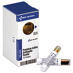 First Aid Only Povidone Iodine First Aid Antiseptic Swabs, 0.018 oz, 10/Box (FAE4005)