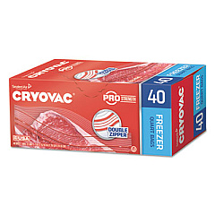 Diversey Cryovac One Quart Freezer Bag Dual Zipper, 1 qt, 2.5 mil, 7" x 7.94", Clear, 360/Carton (100946913)