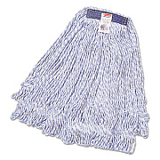 Rubbermaid Commercial Super Stitch Finish Mops, Cotton/Synthetic, White, Medium, 1-in. Blue Headband (D512)