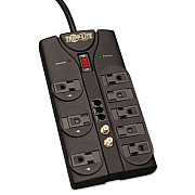 Tripp Lite Protect It! Surge Protector, 8 Outlets, 8 ft Cord, 2160 Joules, RJ11, Dark Gray (TLP808TELTV)