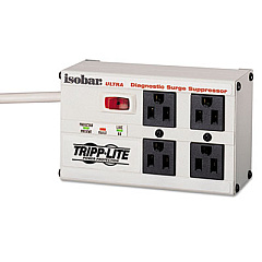 Tripp Lite Isobar Surge Protector, 4 Outlets, 6 ft Cord, 3330 Joules, Diagnostic LEDs (ISOBAR4ULTRA)