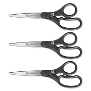 Westcott KleenEarth Basic Plastic Handle Scissors, 8" Long, 3.25" Cut Length, Black Straight Handles, 3/Pack (15585)