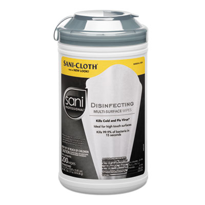Sani Professional Disinfecting Multi-Surface Wipes, 7.5 x 5.38, White, 200/Canister (P22884EA)