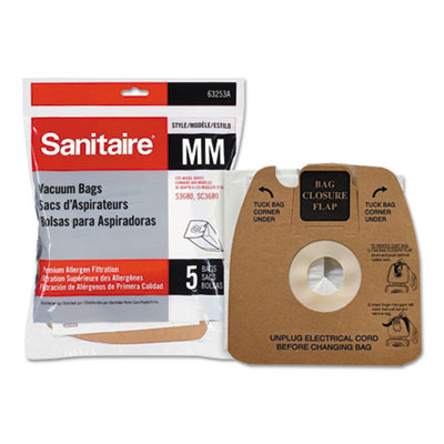 Sanitaire Style MM Disposable Dust Bags with Allergen Filter for SC3683A/SC3683B, 5/Pack (63253A10)