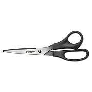 Westcott All Purpose Stainless Steel Scissors, 8" Long, 3.5" Cut Length, Black Straight Handle (16907)