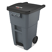 Rubbermaid Commercial Brute Step-On Rollouts, 50 gal, Metal/Plastic, Gray (1971956)