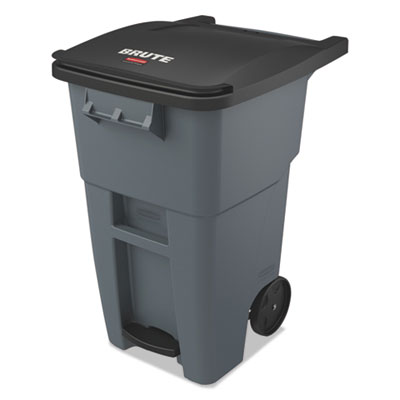 Rubbermaid Commercial Brute Step-On Rollouts, 50 gal, Metal/Plastic, Gray (1971956)