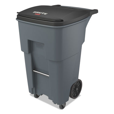 Rubbermaid Commercial Brute Rollouts With Casters, Square, 65 Gal, Gray (1971971)