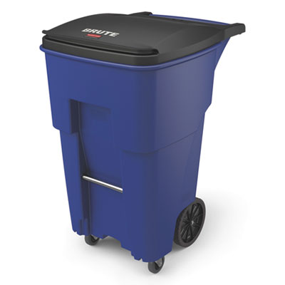 Rubbermaid Commercial Brute Rollouts With Casters, Square, 65 Gal, Blue (1971973)