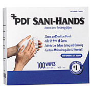 Sani Professional PDI Sani-Hands Instant Hand Sanitizing Wipes, 1-Ply, 8 x 5, White, 1,000/Carton (D43600)