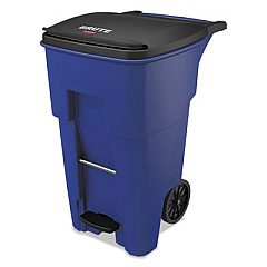 Rubbermaid Commercial Brute Step-On Rollouts, Square, 65 Gal, Blue (1971970)