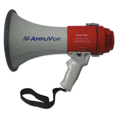 AmpliVox MityMeg Piezo Dynamic Megaphone, 20W, 1/2 mi Range (S601R)