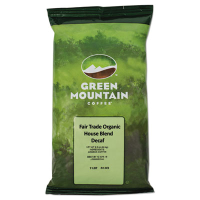 Green Mountain Coffee Fair Trade Organic House Blend Decaf Coffee Fraction Packs, 2.5oz, 50/Carton (5493)