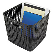 Advantus Plastic Weave Bin, Extra Large, 12.5" x 12.5" x 11.13", Black, 2/Pack (40376)