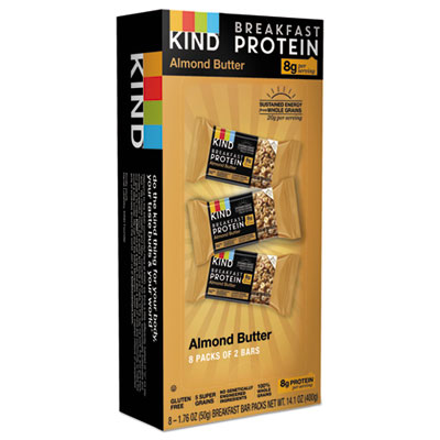 KIND Breakfast Protein Bars, Almond Butter, 50 g Box, 8/Pack (25953)