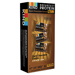 KIND Breakfast Protein Bars, Dark Chocolate Cocoa, 50 g Box, 8/Pack (25954)
