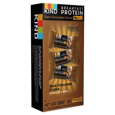 KIND Breakfast Protein Bars, Dark Chocolate Cocoa, 50 g Box, 8/Pack (25954)