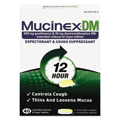 Mucinex DM Expectorant and Cough Suppressant, 40 Tablets/Box (05640)